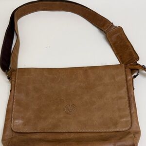 Men's Brown Leather Messenger Bag with Adjustable Strap